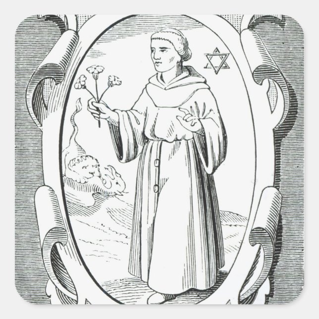 Portrait of Roger Bacon Square Sticker (Front)