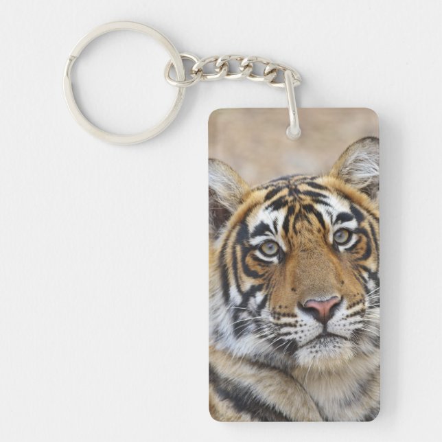 Portrait of Royal Bengal Tiger, Ranthambhor Key Ring (Front)