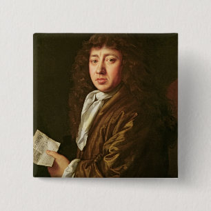 Portrait of Samuel Pepys  1666 15 Cm Square Badge