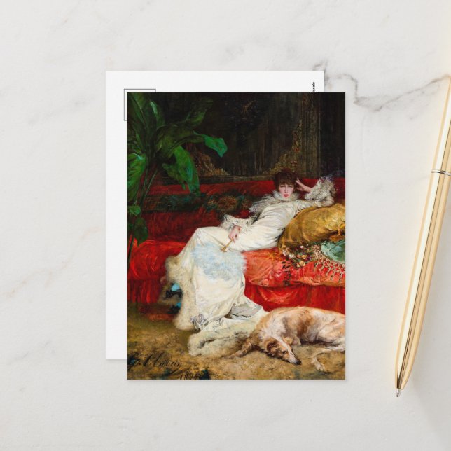 Portrait of Sarah Bernhardt by Georges Clairin Holiday Postcard (Front/Back In Situ)