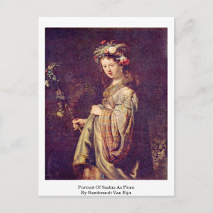 Portrait Of Saskia As Flora By Rembrandt Van Rijn Postcard