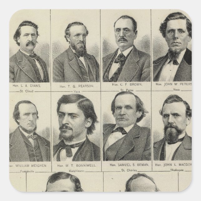 Portrait of Senators in Minnesota Square Sticker (Front)