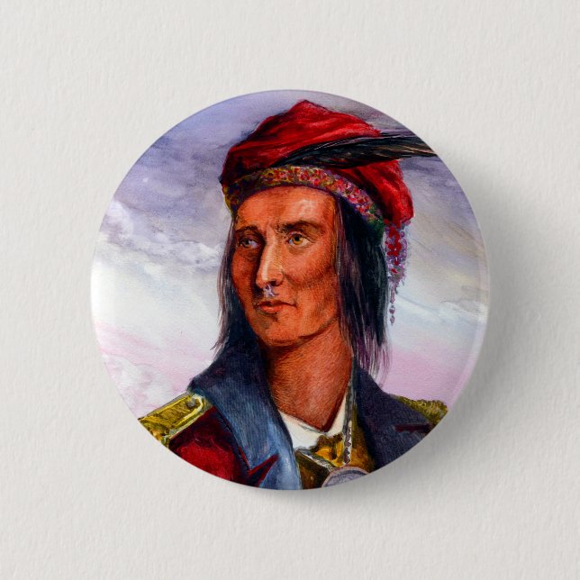 Portrait of Shawnee Chief Tecumseh 6 Cm Round Badge (Front)