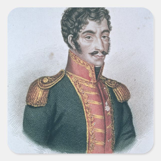 Portrait of Simon Bolivar Square Sticker (Front)