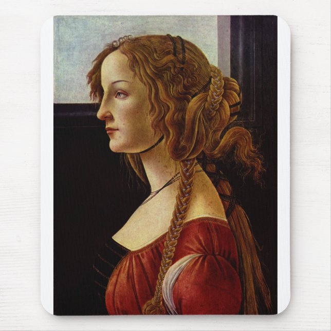 Portrait of Simonetta Vespucci by Botticelli Mouse Pad (Front)