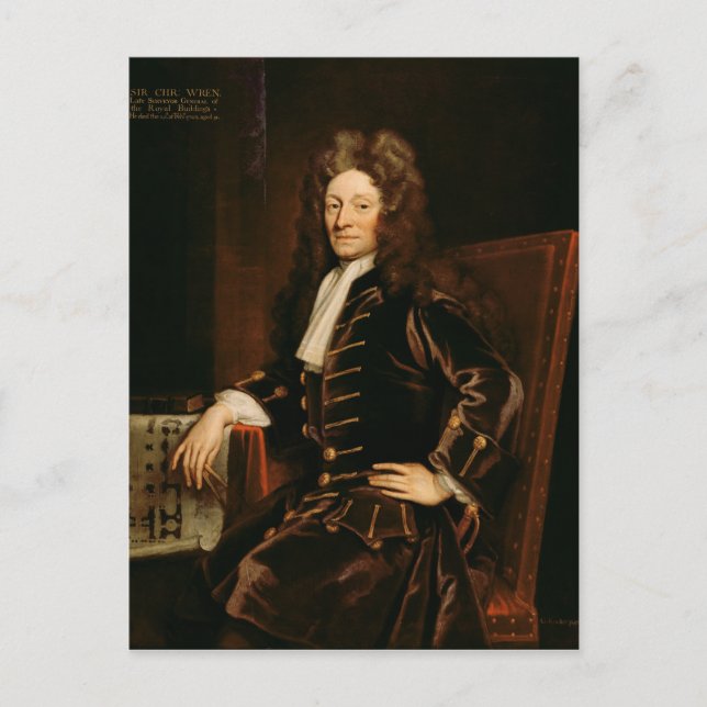 Portrait of Sir Christopher Wren  1711 Postcard (Front)
