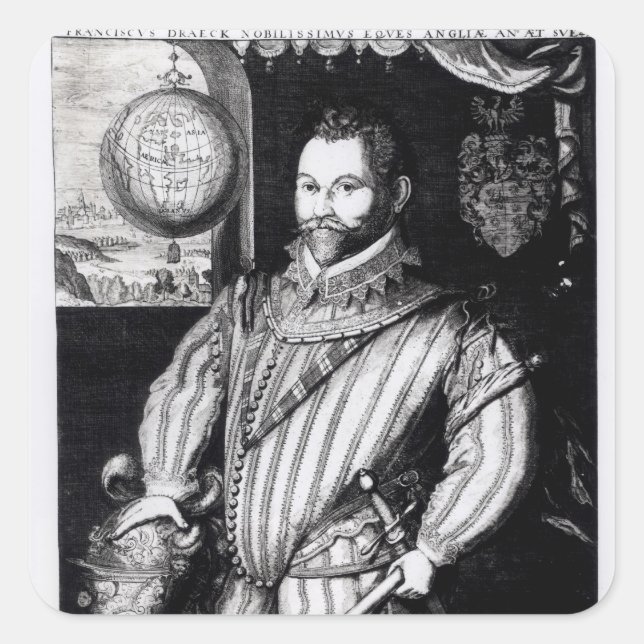 Portrait of Sir Francis Drake Square Sticker (Front)