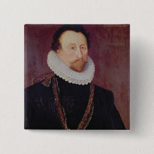 Portrait of Sir John Hawkins 1581 15 Cm Square Badge