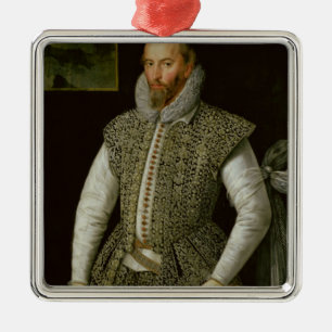 Portrait of Sir Walter Raleigh, 1598 Metal Tree Decoration