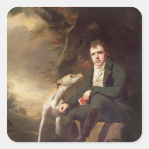 Portrait of Sir Walter Scott and his dogs Square Sticker