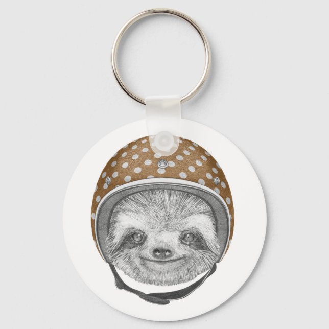 Portrait Of Sloth | Motorcycle Helmet Key Ring (Front)