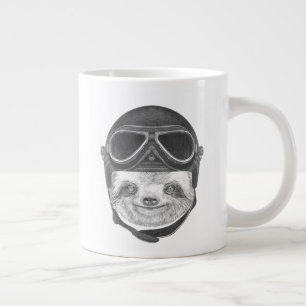 Portrait Of Sloth Vintage Helmet Large Coffee Mug