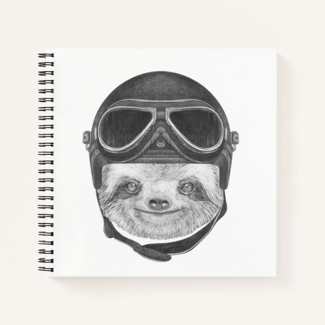 Portrait Of Sloth | Vintage Helmet Notebook (Front)