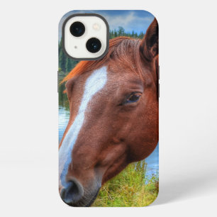 Portrait of Sorrel Mare & Scenic Lake Equine Photo iPhone Case