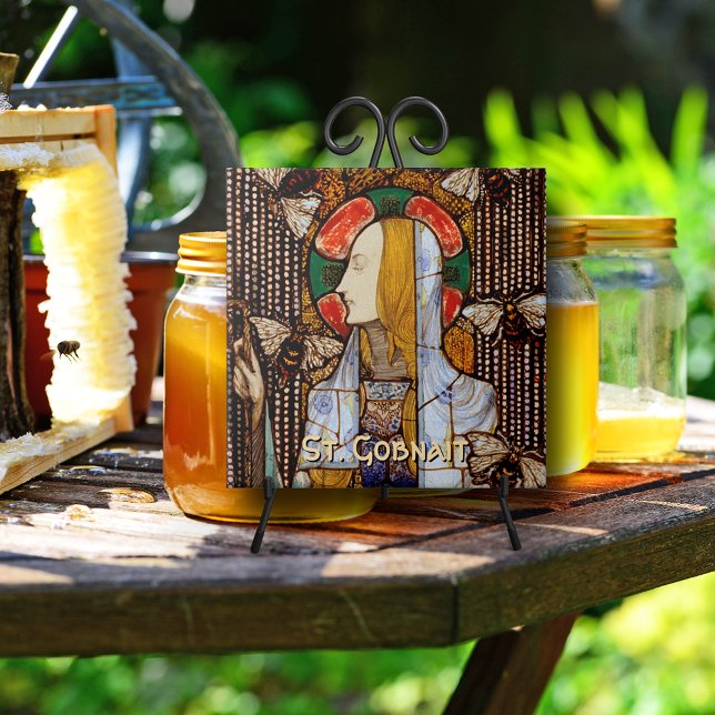 Portrait of St. Gobnait, Patron of Bees,  Ceramic Tile (Creator Uploaded)