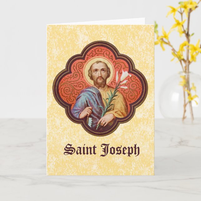 Portrait of St. Joseph in an Octofoil (TF 02) Card (Yellow Flower)
