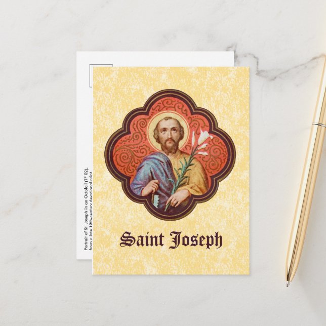 Portrait of St. Joseph in an Octofoil (TF 02) Postcard (Front/Back In Situ)