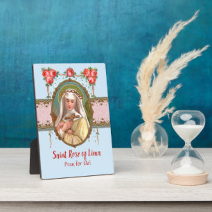 Portrait of St. Rose Draped with Roses (M 024a) Plaque