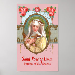 Portrait of St. Rose Draped with Roses (M 024a) Poster