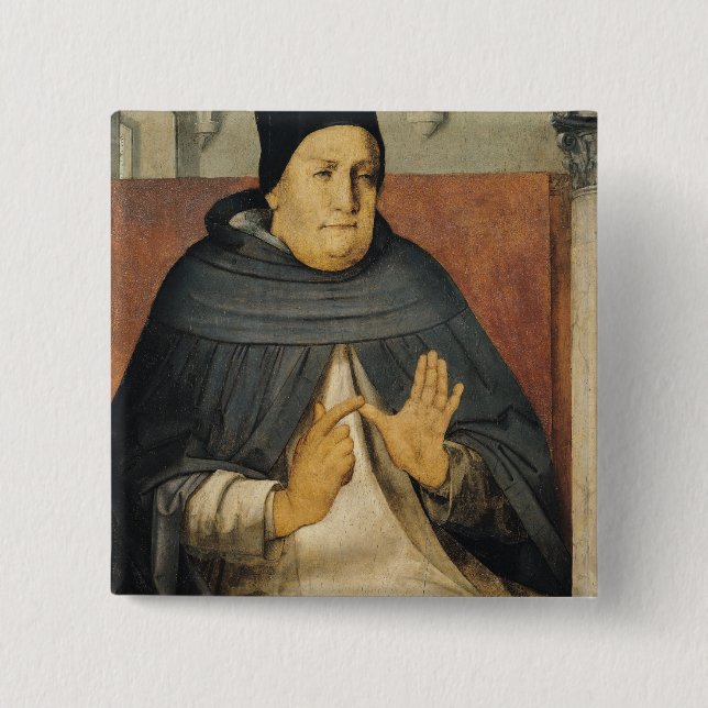 Portrait of St. Thomas Aquinas  c.1475 15 Cm Square Badge (Front)