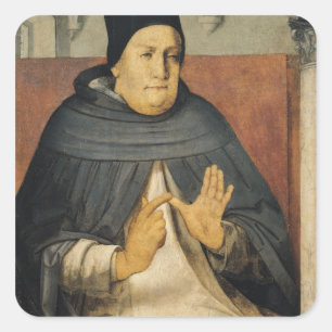 Portrait of St. Thomas Aquinas c.1475 Square Sticker