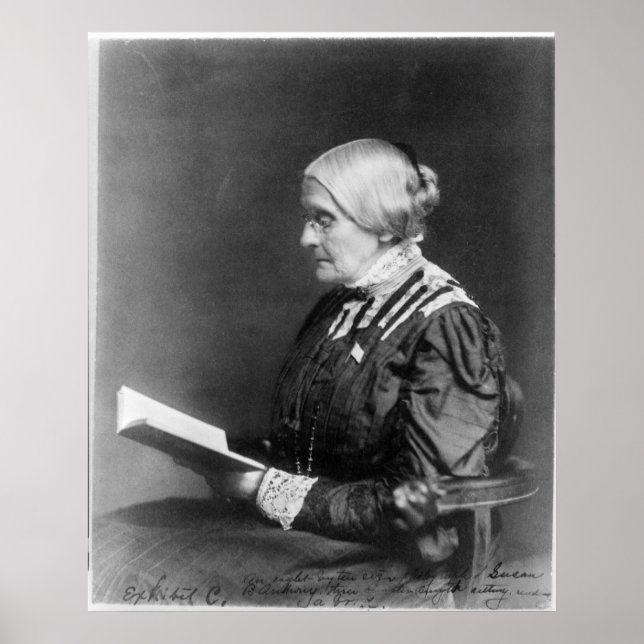 Portrait of Susan B. Anthony Reading a Book Poster (Front)