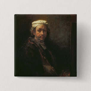 Portrait of the Artist at his Easel, 1660 15 Cm Square Badge