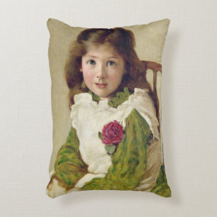 Portrait of the Artist's Daughter (oil on canvas) Decorative Cushion