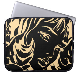 Portrait of the girl with dismissed hair laptop sleeve
