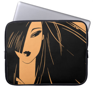 Portrait of the girl with dismissed hair laptop sleeve