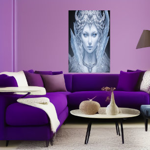 Portrait of the Goddess of ice AI Art Poster