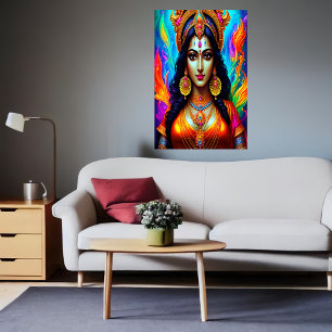 Portrait of the Hindu Goddess Mariamman AI Art Poster