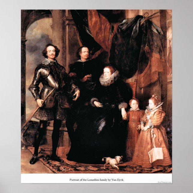 Portrait of the Lomellini family by Van Dyck Poster (Front)