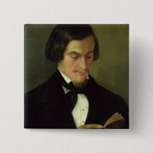 Portrait of the poet Heinrich Heine  1842 15 Cm Square Badge