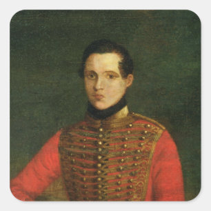 Portrait of the Poet Michail Lermontov Square Sticker