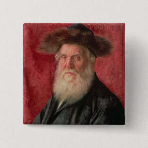 Portrait of the Rabbi of Nadvorno, c.1910 (oil on 15 Cm Square Badge