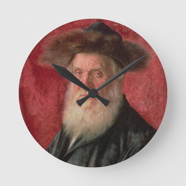Portrait of the Rabbi of Nadvorno, c.1910 (oil on Round Clock (Front)