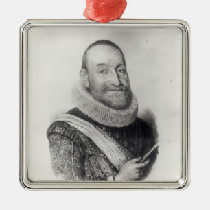 Portrait of Theodore Agrippa d'Aubigne Metal Ornament