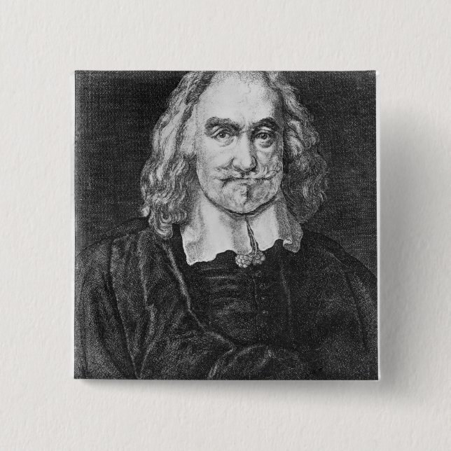 Portrait of Thomas Hobbes 15 Cm Square Badge (Front)
