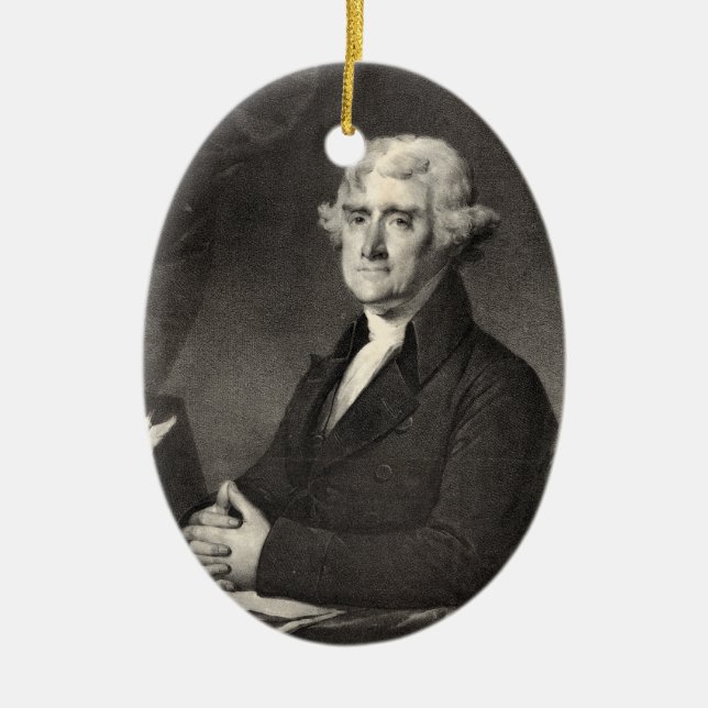 Portrait of Thomas Jefferson Ceramic Tree Decoration (Front)