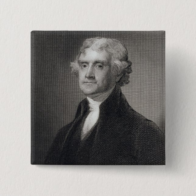 Portrait of Thomas Jefferson, engraved by Henry Br 15 Cm Square Badge (Front)