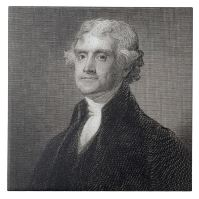 Portrait of Thomas Jefferson, engraved by Henry Br Ceramic Tile (Front)