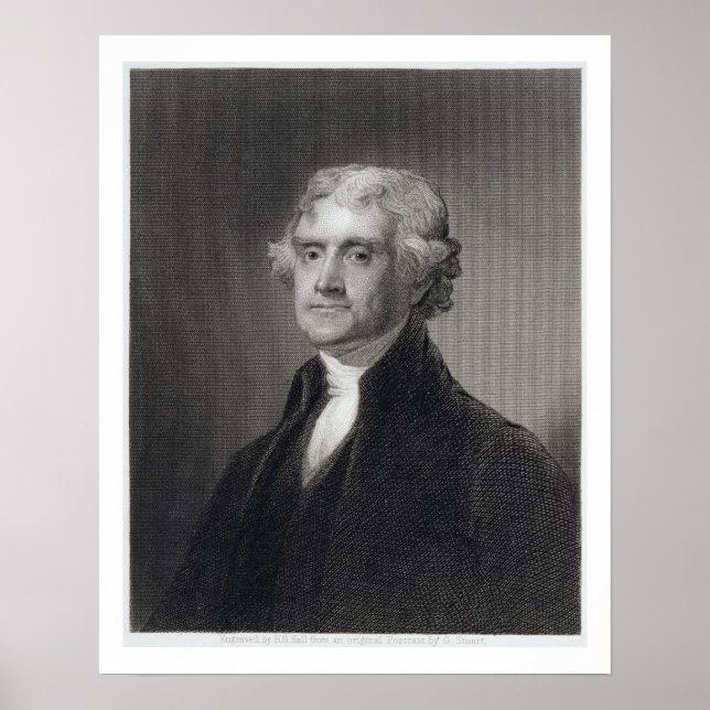 Portrait of Thomas Jefferson, engraved by Henry Br Poster (Front)