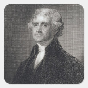 Portrait of Thomas Jefferson, engraved by Henry Br Square Sticker