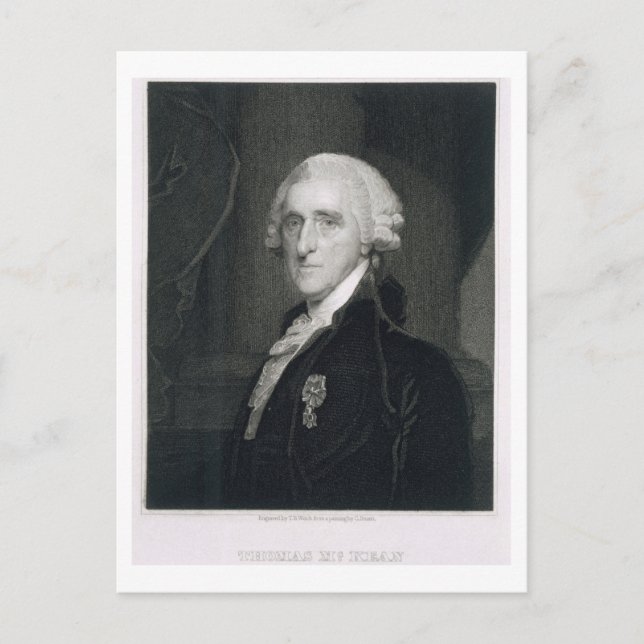 Portrait of Thomas McKean, engraved by Thomas B. W Postcard (Front)