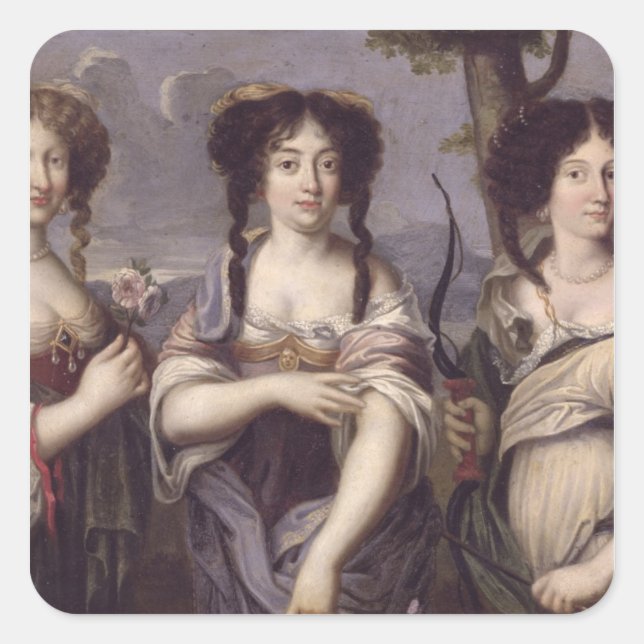 Portrait of three of nieces of Cardinal Square Sticker (Front)