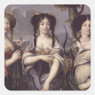 Portrait of three of nieces of Cardinal Square Sticker