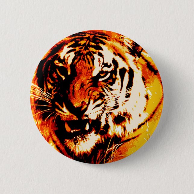 Portrait of Tiger 6 Cm Round Badge (Front)