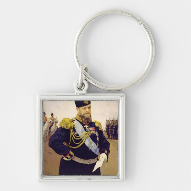 Portrait of Tsar Alexander III, 1900 Key Ring (Front)