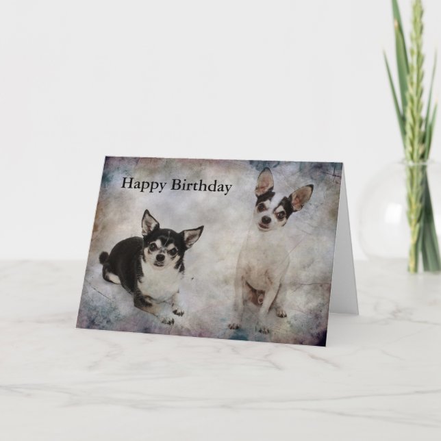 Portrait of two chihuahua's card (Front)